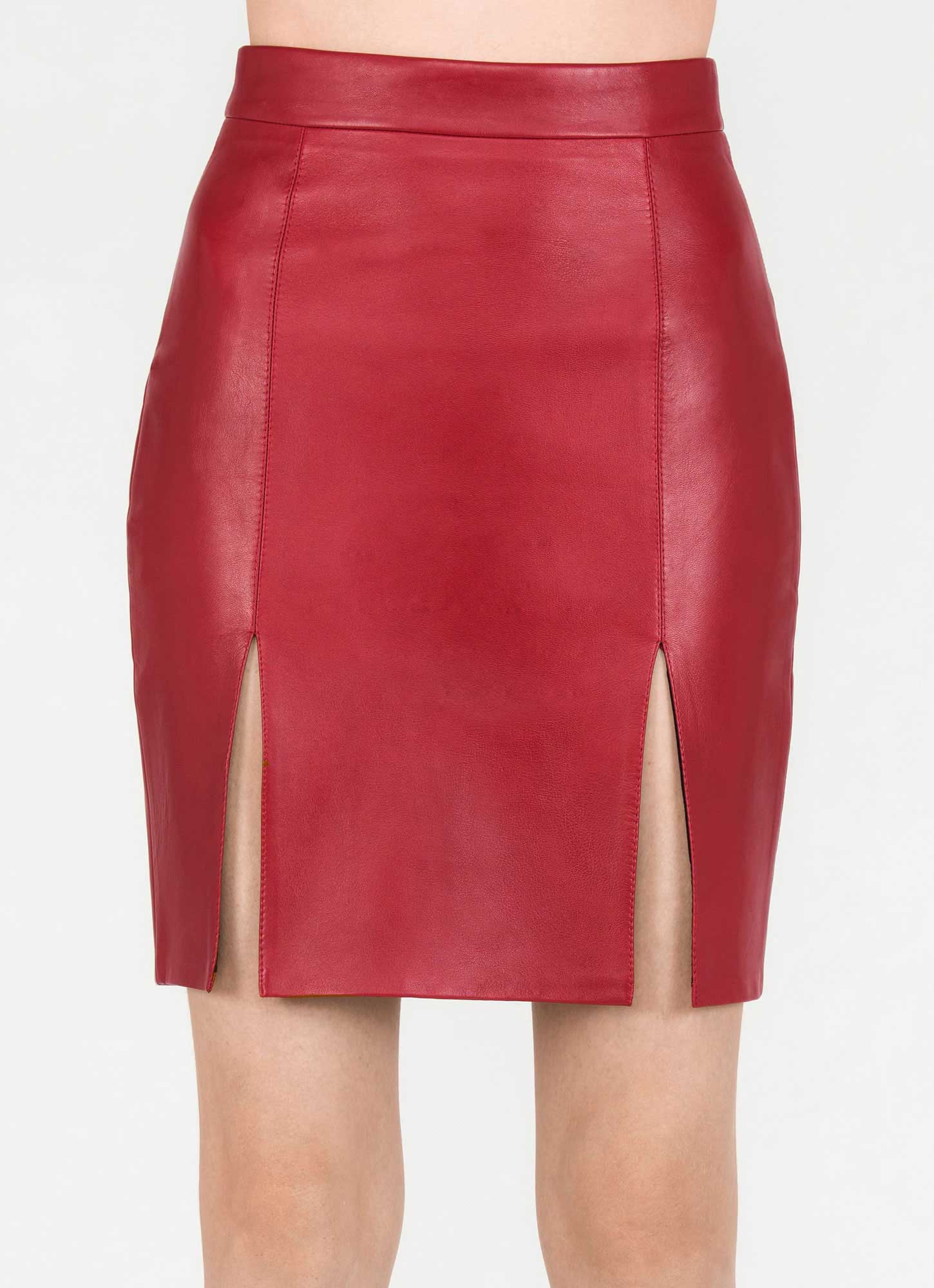 leather skirt with slit