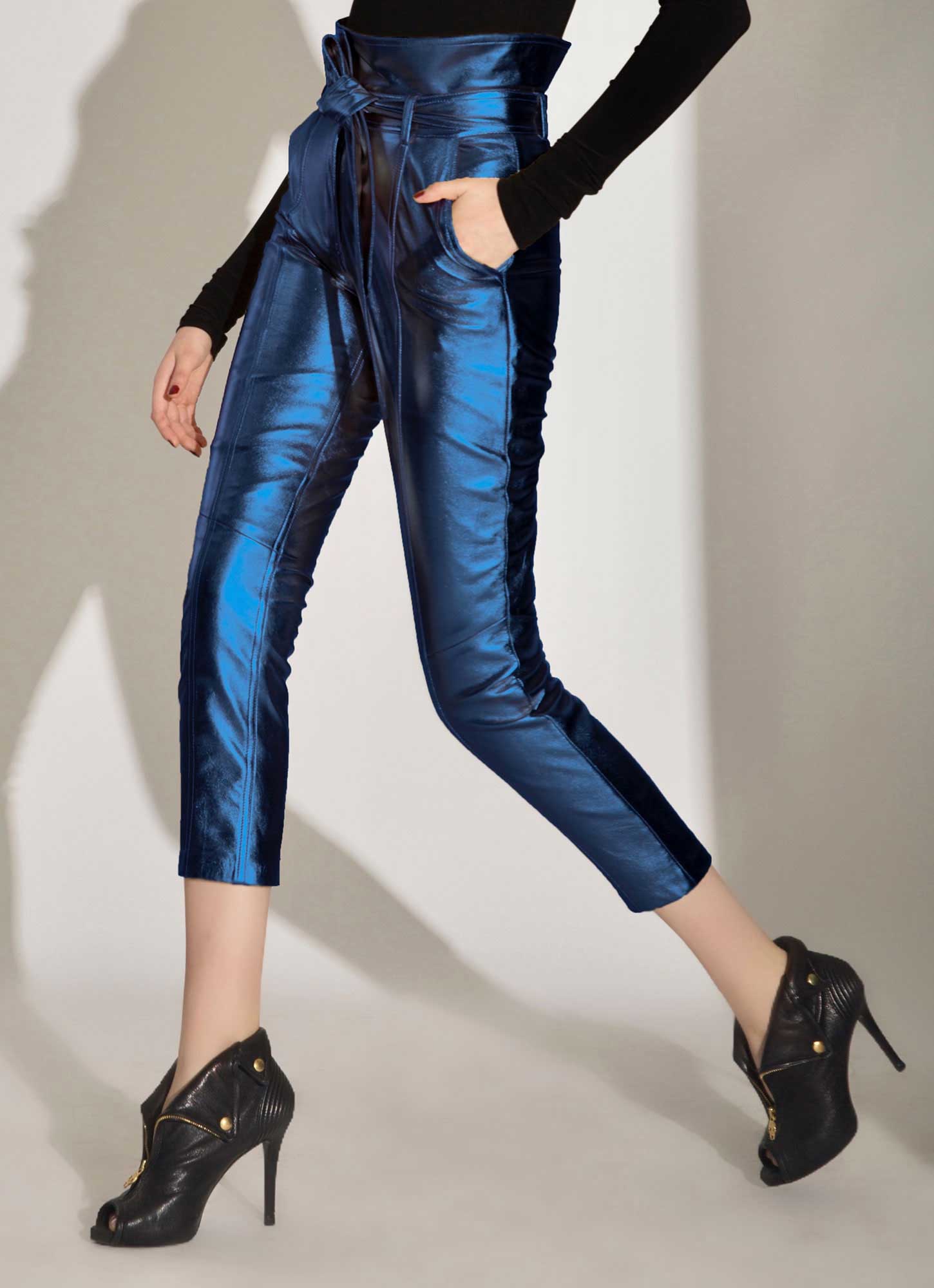 leather high waisted pants